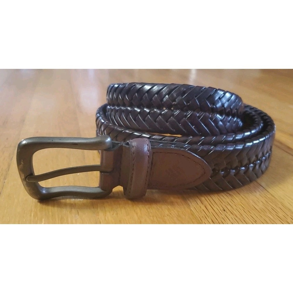 Columbia Sportswear Belt Mens 34‎ Brown Woven Braided Leather 11CO0411